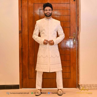 Offwhite Embroidered Hanwork Sherwani