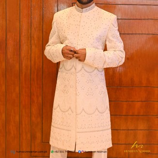 Offwhite Embroidered Hanwork Sherwani