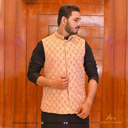Tea Pink Hanwork Embroidered Waistcoat