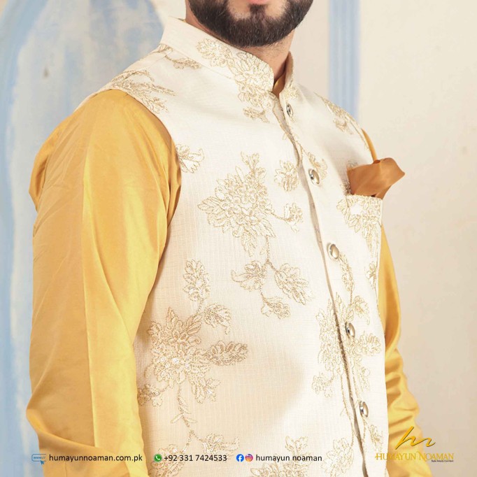 Cream Maysuri Embroidered Waistcoat