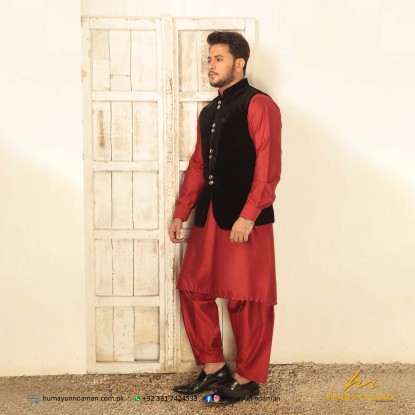 Black Cocktail Velvet Fancy Buttons Waistcoat