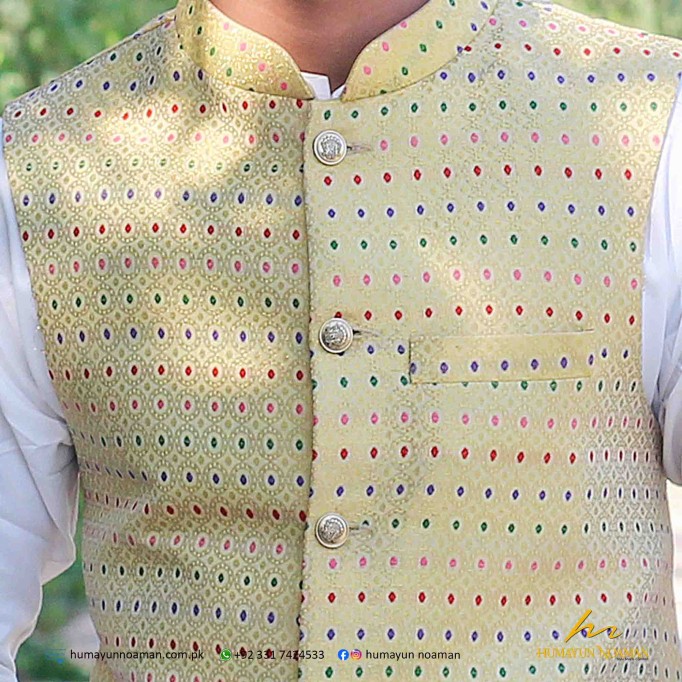 Multi Color Banarsi Fabric Waistcoat