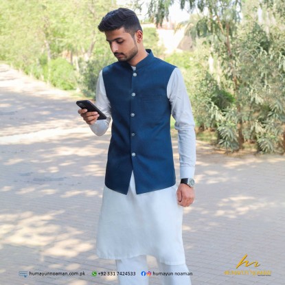 Navy Blue Plain Suiting Waistcoat